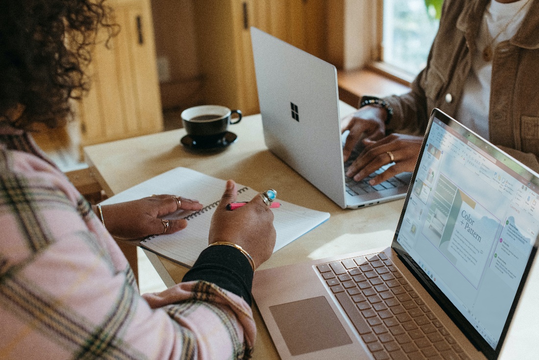 Marketing agency employees working